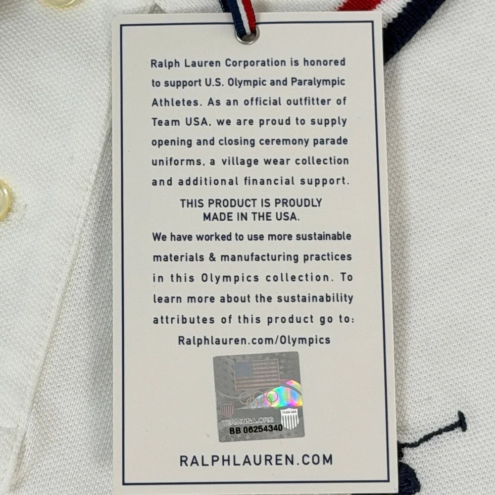 Polo Ralph Lauren 2020 US Olympic Team Polo White XL NWT Made in USA Big Pony